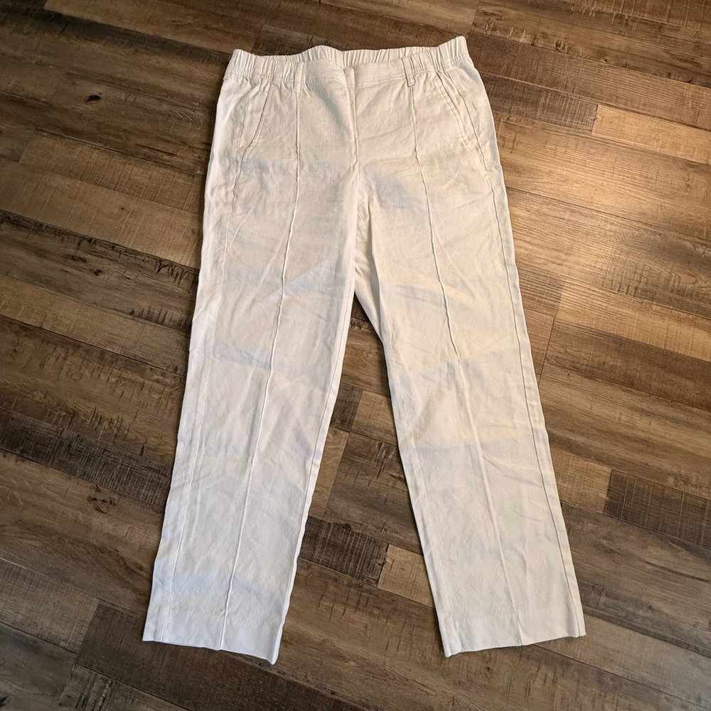 J.Jill Linen Stretch Pants Sz S Pull On White Beach Resort